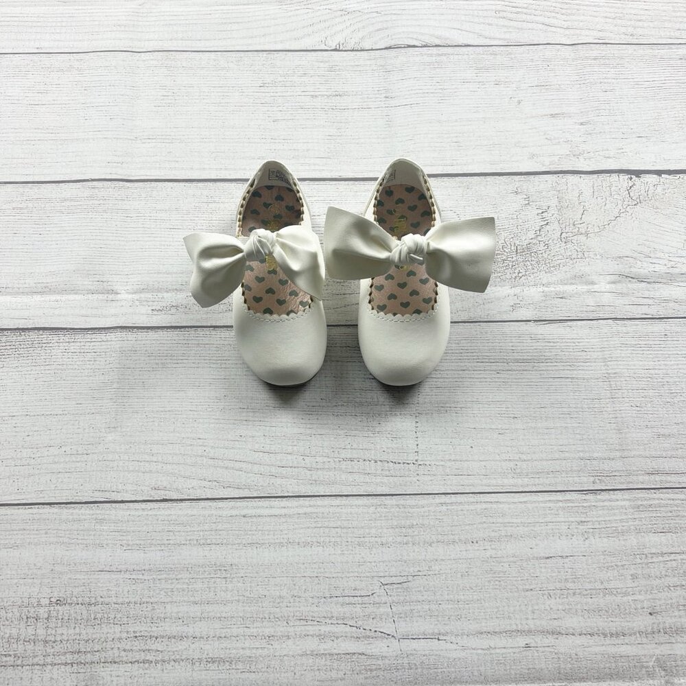 Dreampairs Angie Toddler Girls Shoes White Bow Flats Dress Scalloped Edge 7 - Picture 2 of 6